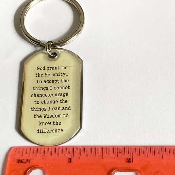 Serenity Prayer Keychain Keyring Stainless Steel Acrylic Alcoholics Anonymous AA - Picture 7 of 8